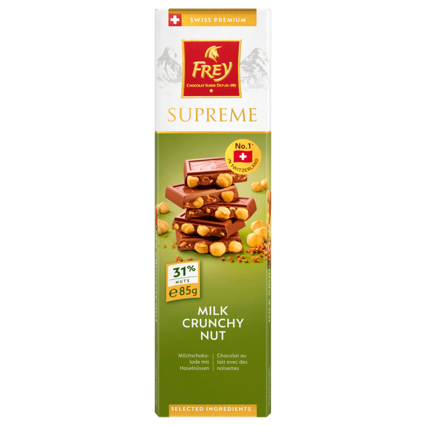Frey Supreme Milk Crunchy Nut Milchschokolade mit Haselnuss 85g